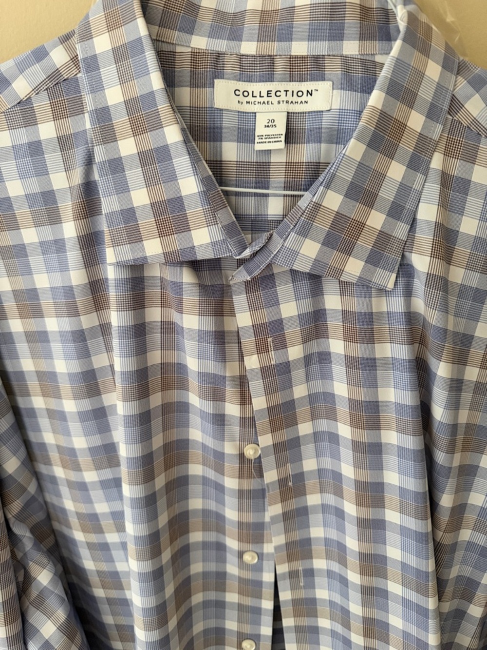 Collection by Michael Strahan Blue and Brown Plaid Dress Shirt 4X